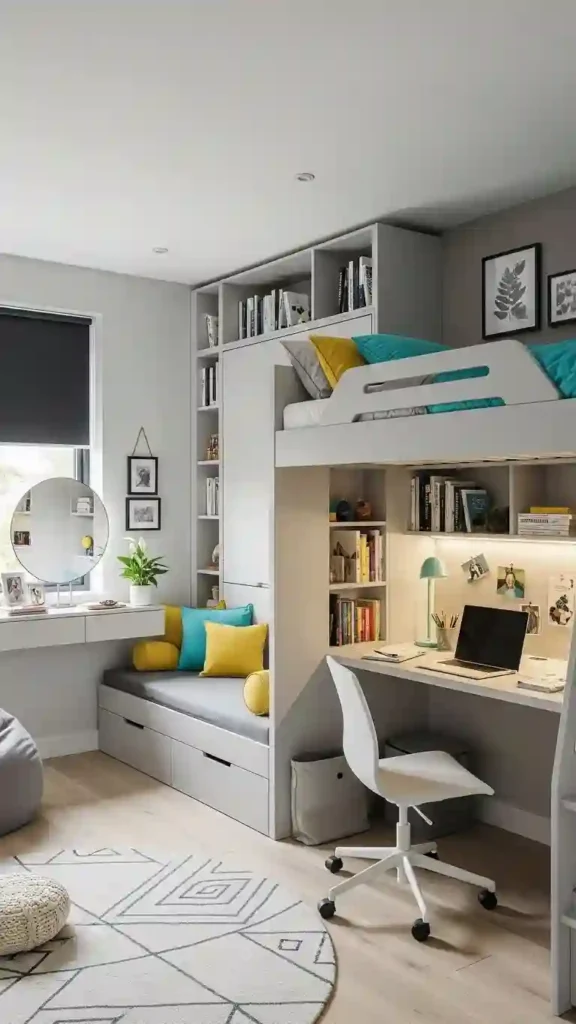 compact-teen-bedroom-with-multifunction-furniture