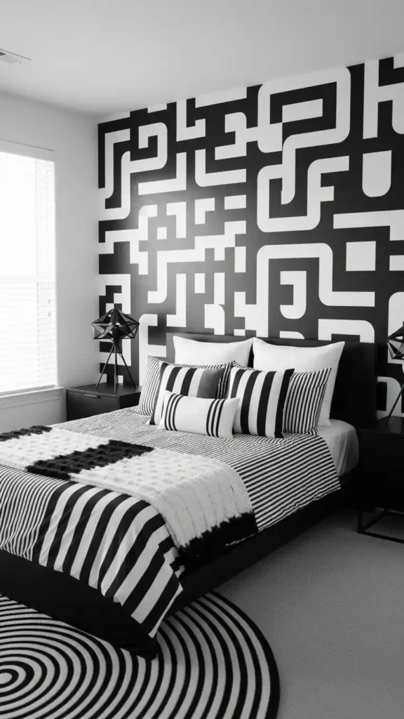 monochrome-bedroom-with-stylish-black-and-white-theme