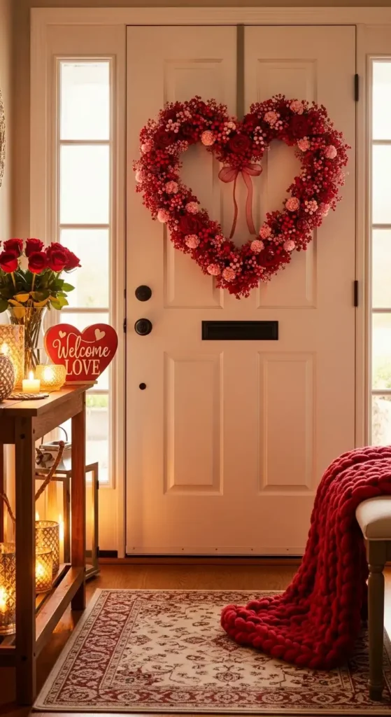 cozy-entryway-with-heart-shaped-wreath