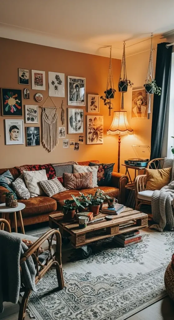 artistic-boho-living-room-with-a-retro-twist