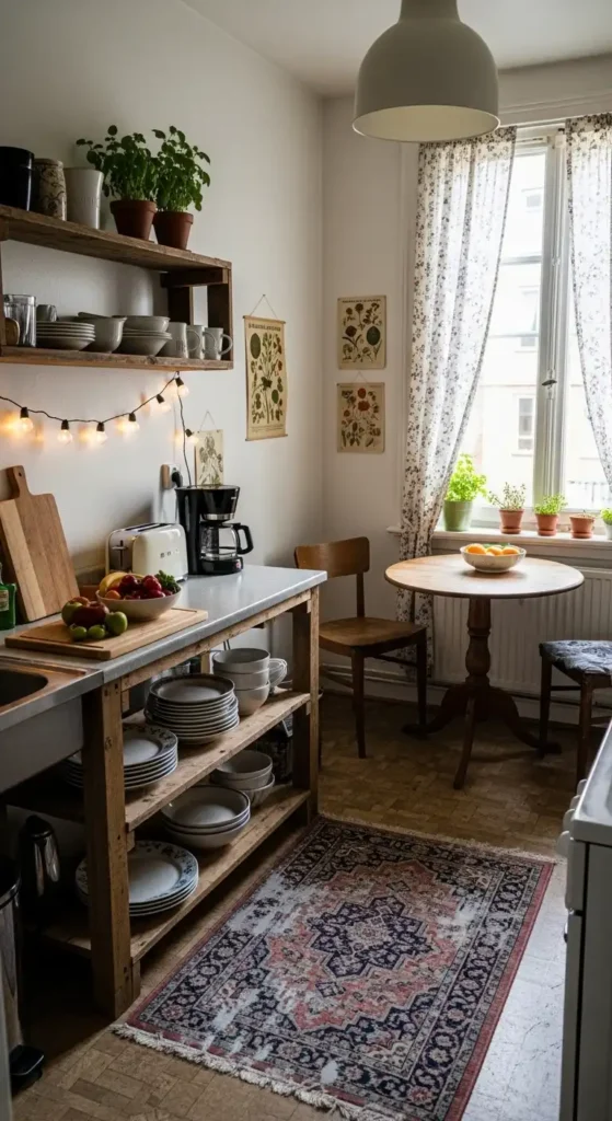 compact-kitchen-with-a-vintage-rug