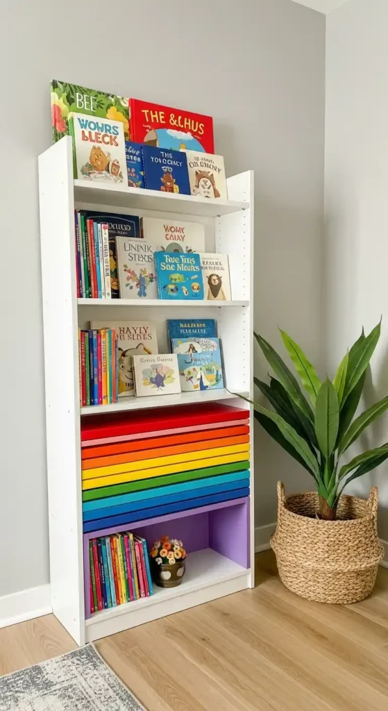 rainbow-colored-bookshelf