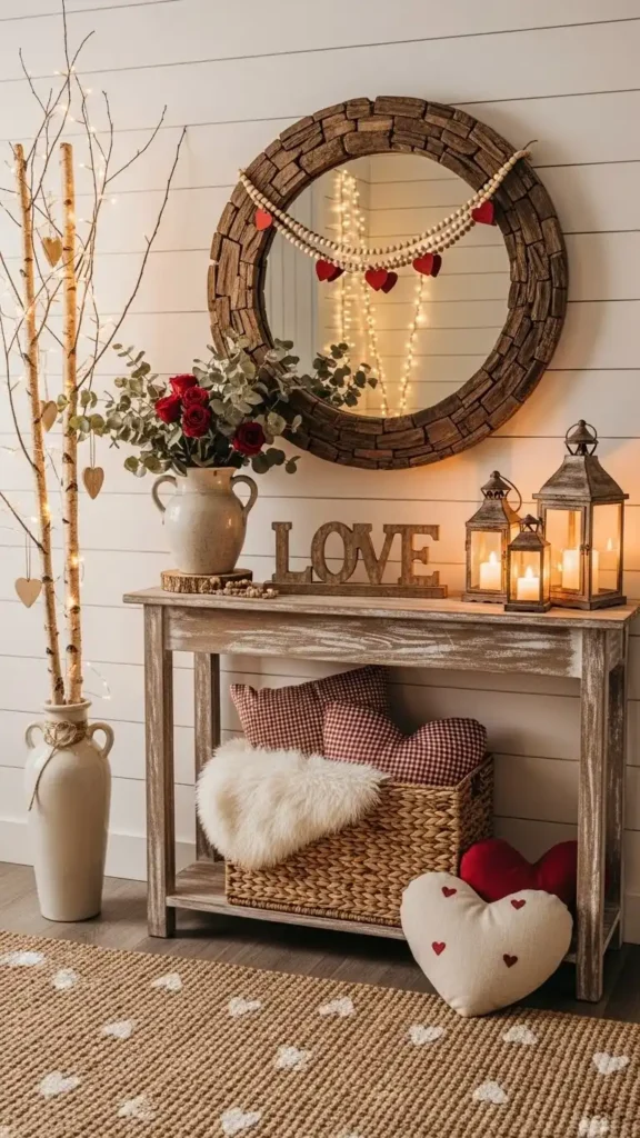 rustic-wood-themed-valentine-entry-setup
