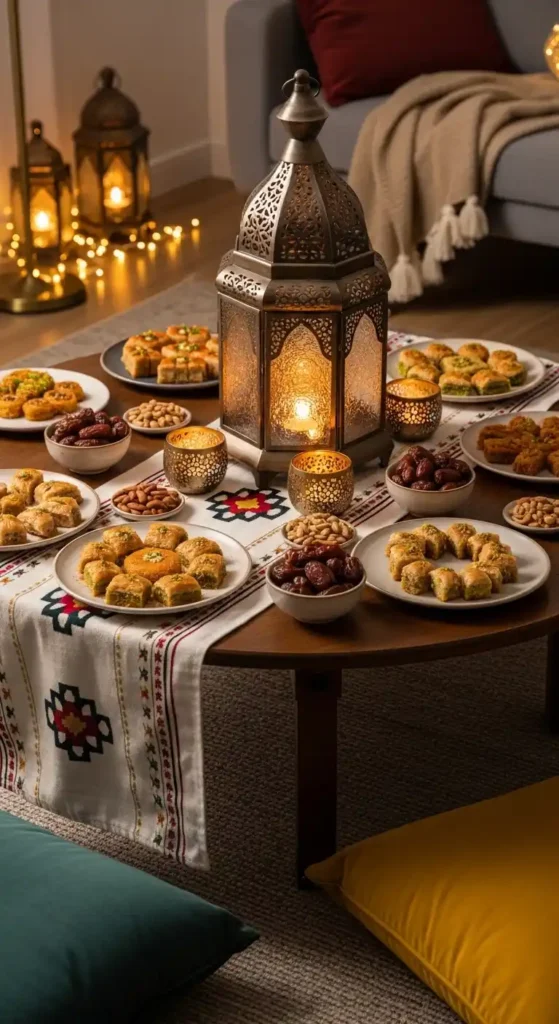 cozy-living-room-ramadan-dessert-and-lantern-table