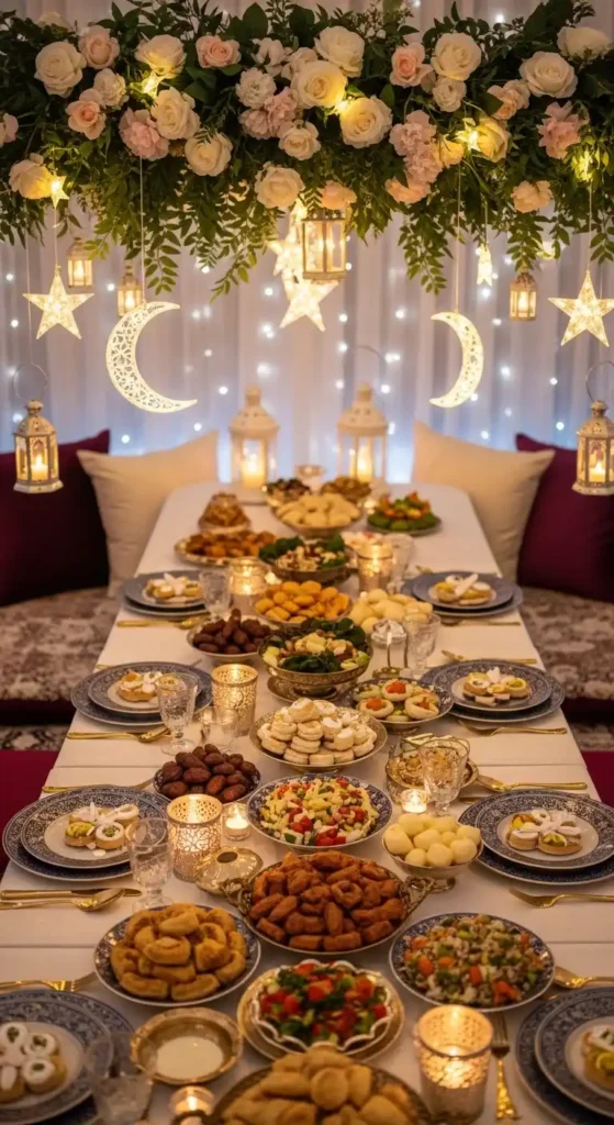 floral-canopy-floor-iftar-table-with-star-lights