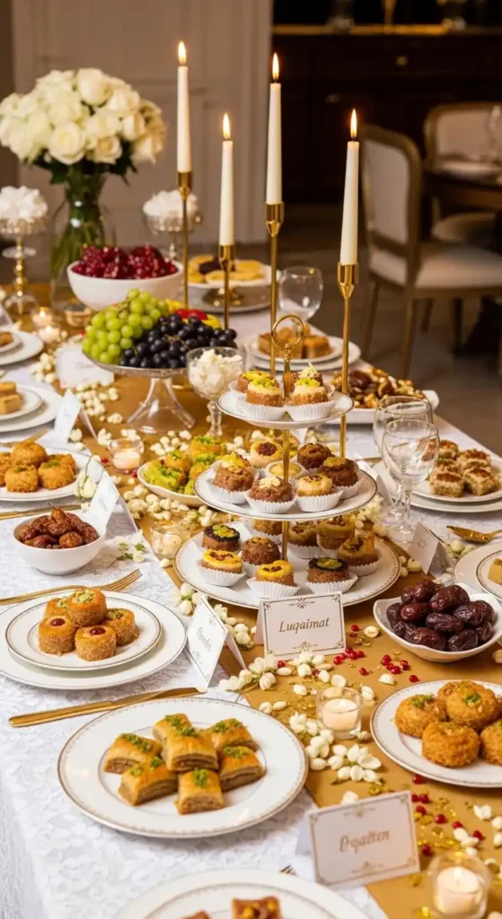 white-and-gold-iftar-dessert-table-setting