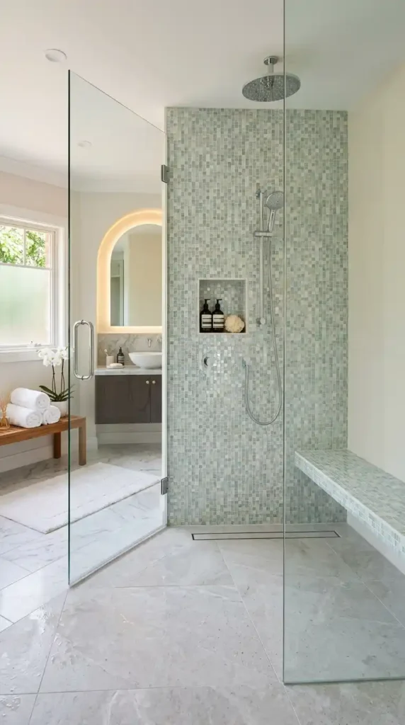 walk-in-shower-with-mosaic-tiles